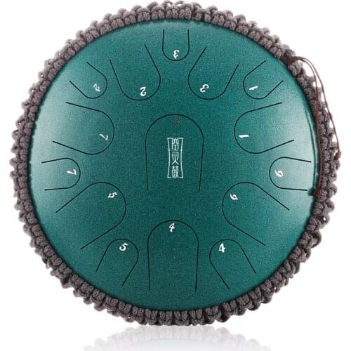 Titanium Steel 13 Inch 15 Tone Handpan Drum Percussion Hluru Steel Drums with Padded Travel Bag Book Mallets Finger Picks