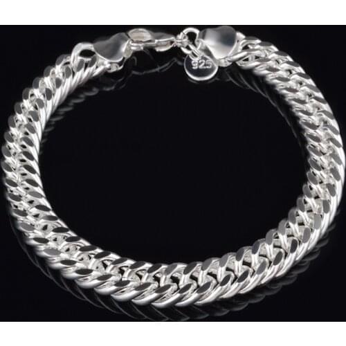 Hot Selling Silver Plated Fashion Bracelets for Men Women 8mm/10mm Width Chain Bracelet Bracelet Male Hand Jewelry 2020