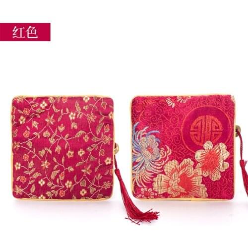 Floral Red Tassel Female Earring Jewelry Display Storage Bags Pendent Bracelet Ring Jewellery Organizer For Lover Travel Gifts