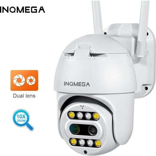 INQMEGA 1080P IP Camera wifi 10X zoom PTZ Full Color Dual lens Cam Features Support HD Ai Auto Tracking Docking NVR Camera