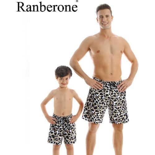 Ranberone 2020 Parent-child Swimwear Beach Pants Mens Adults Childrens Swimwear Swim Trunks Children Mens Beach Shorts
