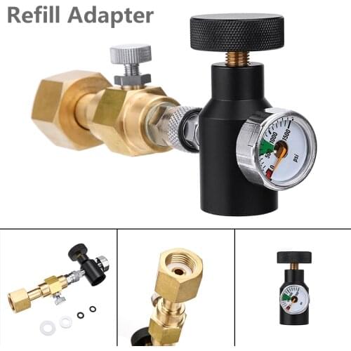 Brass soda bottle Refill Adapter CO2 Refill Adapter Carbonator Cylinder Tank CGA320 Connector W/1500psi Gauge
