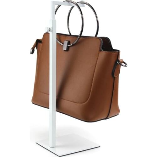 Adjustable Height Metal Handbag Bag Display Stand White Women Handbag Purse Display Rack Bag Holder Rack Garment Shop Furniture