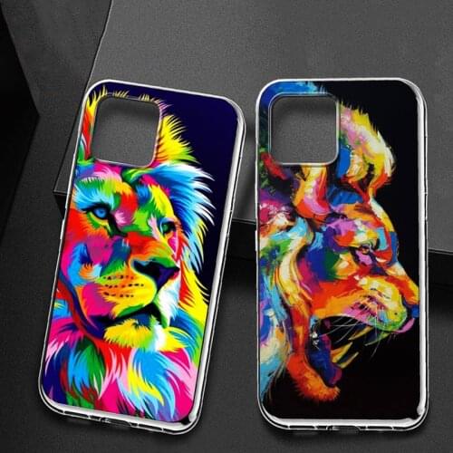 Cute painted lion alpha male Phone Case for iPhone 11 12 pro XS MAX Mini 8 7 6 6S Plus X 5S SE 2020 XR