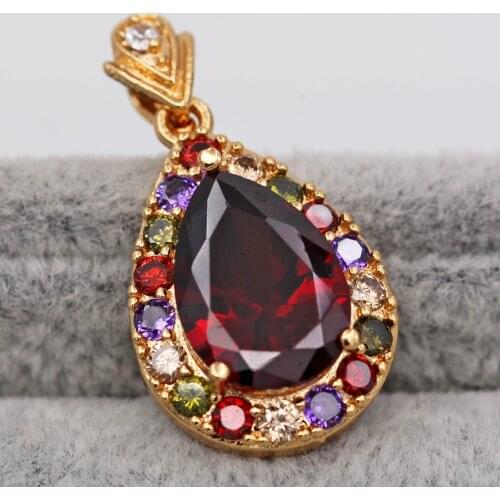 Fashion Pendant for Womens Gold Waterdrop rainbow Zirconia Necklace Pendant Fashion Wedding Jewelry accessories Gift