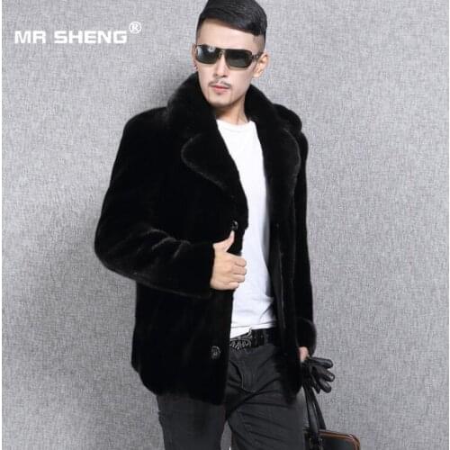 Suit collar autumn faux mink fur leather jacket mens winter thicken warm fur leather coat men loose jackets fashion B173