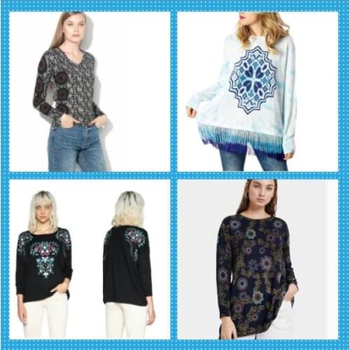 Spain Desigual new heavy industry exquisite embroidery spring and autumn style knitwear womens sweater loose casual slim jacket