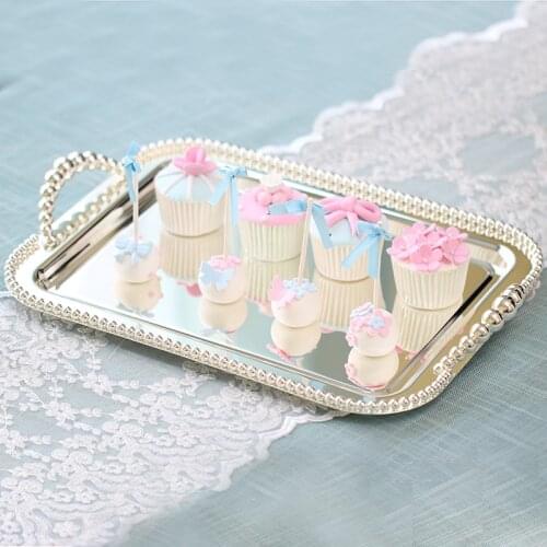 Rectangle silver platedserving tray dessert tray vassoio rettangolo bandeja de postre with handle home wedding decoration 737