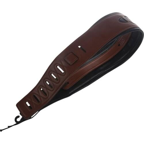Leather Real Cowhide Guitar Strap for Electric Bass Guitar Adjustable Padded
