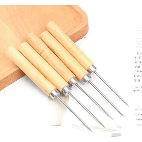 Hand made DIY awl with wooden handle sole leather punching tools awl tailor cloth art taper needle Wholesale