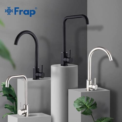 Frap High Quality Stainless Steel Black Spray Paint Kitchen Sink Faucet Single Handle Cold and Hot Water Mixer Faucets Y40001/3