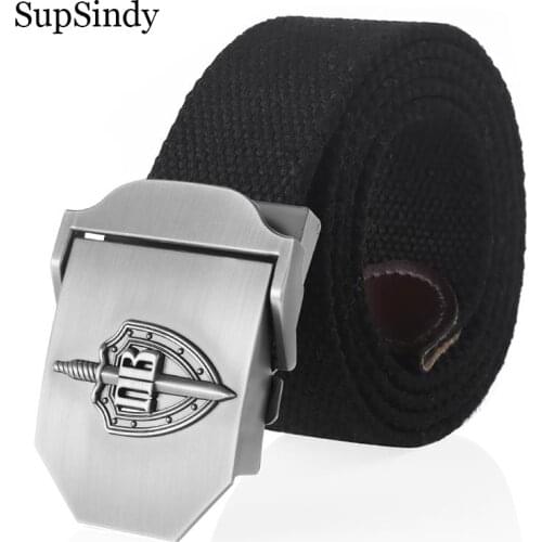 SupSindy Canvas Belt 3D Russian Border Guard Troop metal buckle jeans belts for Men CCCP Army Military tactical belts male strap
