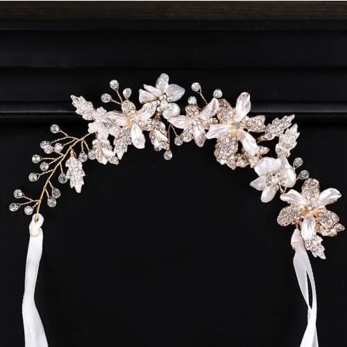 Mingli Tengda Headwear Bridal Hair Accessories Decorate Golden Flower Wedding Headbands Bride Ornaments Crown Tiara Diadema