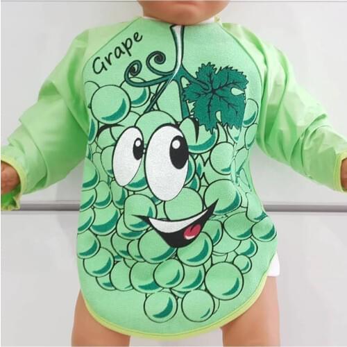 Grape Patterned Waterproof Long Sleeve Apron,Baby bibs,bibs for children,baby stuff,bibs, waterproof baby bibs,Silicone bib