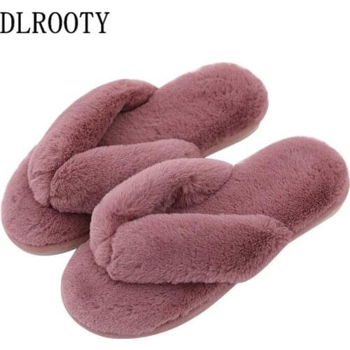 Women Flips Flops Winter Warm Fur Shoes Slippers Fashion Solid Casual Platform Female Slides Flat Comfortable