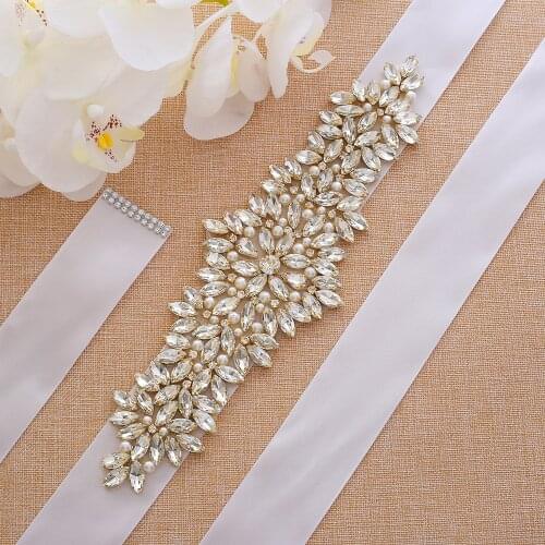 SESTHFAR Hand Beaded Crystal Bridal Belt Wedding Dress Belt Bridesmaid Rhinestones Wedding Sash Accessories