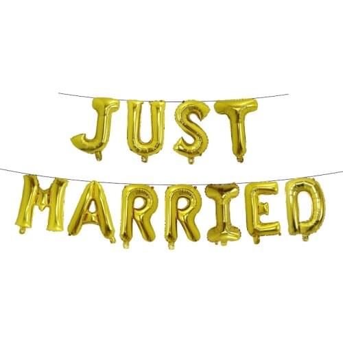 11pcs Rose Gold balloons JUST MARRIED Banner Balloons for Wedding Engagement Party Decoration Alphabet Letter Wedding Ballons