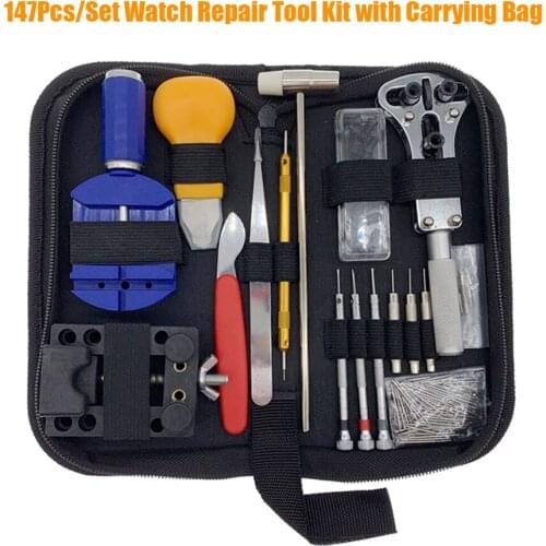 147Pcs/Set Watch Repair Tool Kit Case Opener Remover Screwdriver Spring Bar Watchband Link Pin Wristwatch Repair Tool Set