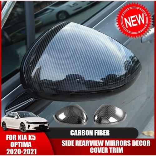 2x Car Side Door Rearview Mirror Frame Cover Trim Carbon Fiber Decoration for Kia K5 Optima 2020 2021 Car Accessories
