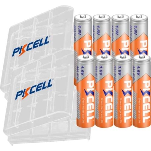 8PC PKCELL AAA Ni-Zn Rechargeable batteries NIZN 900mWh 1.6V AAA Battery With 2PC Battery Box for AA AAA battery toys camera
