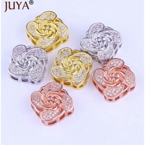 Supplies For Jewelry Wholesale High Quality Copper Accessories 3 Color Rose Flower Charm Spacer Beads For DIY Bracelet Necklace