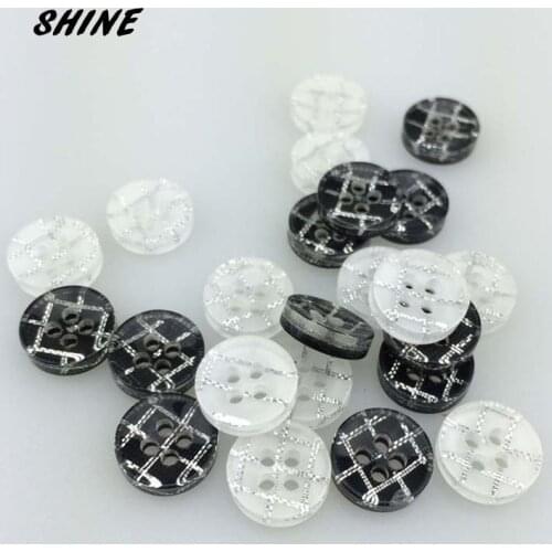SHINE Resin Sewing Button Scrapbooking Round Black or White Four Holes 11.5mm Dia. 50PCs Costura Botones bottoni botoes