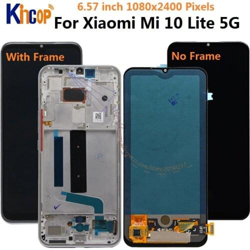 For Xiaomi Mi 10 Lite 5G LCD with Frame Touch Screen Digitizer Assembly For Mi 10 Lite LCD Display mi 10Lite LCD 5G