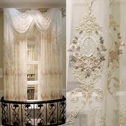 European luxury Turkish embroidered voile Curtains sheer for living room bedroom floral curtain tulle sheer window drapes