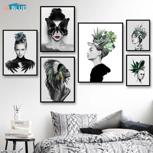 Canvas Art Woman Flowers Wall Art Canvas Painting For Girls Nordic Posters And Prints Wall Pictures For Living Room Abstract