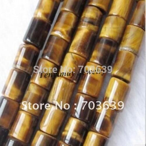 10x15mm Cylinder Shape Tigers Eye Stone Beads, Column Shape Tigers Eye Loose Beads For DIY