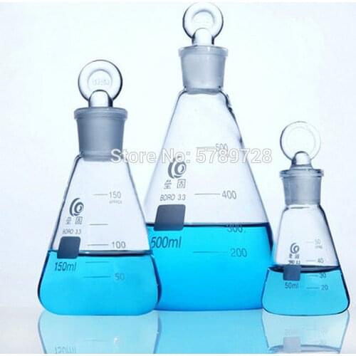1pcs Capacity 50/100/150/250/500/1000ml Lab High Borosilicate Glass Conical Flask with 19 #24 #29# Frosted Ring Stopper