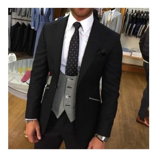Handsome One Button Groomsmen Peak Lapel Groom Tuxedos Men Suits Wedding/Prom Best Man Blazer ( Jacket+Pants+Tie+Vest) 888