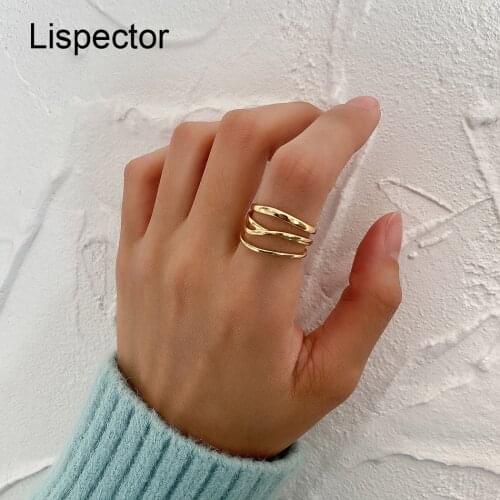 Lispector 925 Sterling Silver Korean Hollow Lines Rings for Men Women Minimalist Multilayer Matching Ring Unisex Jewelry Gifts