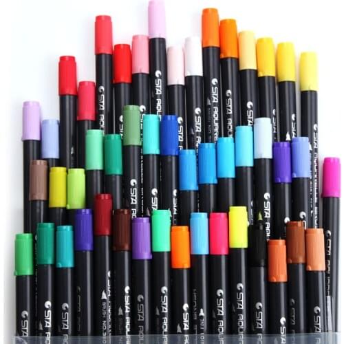 12/24/36/48/80Colors Art Marker Set Water Based Marker Pen Dual Head Soft Brush Art Pen For Drawing