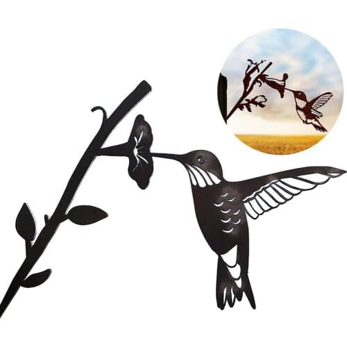 Metal Garden Iron Chicken Hummingbird Owl Bird Simulation Animal Art Insert Garden Backyard Branch Creative Plug-in Decoration