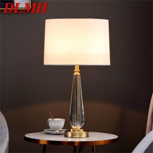 DLMH Table Lamp Brass Modern Simple Crystal LED Desk Light Decoration for Home