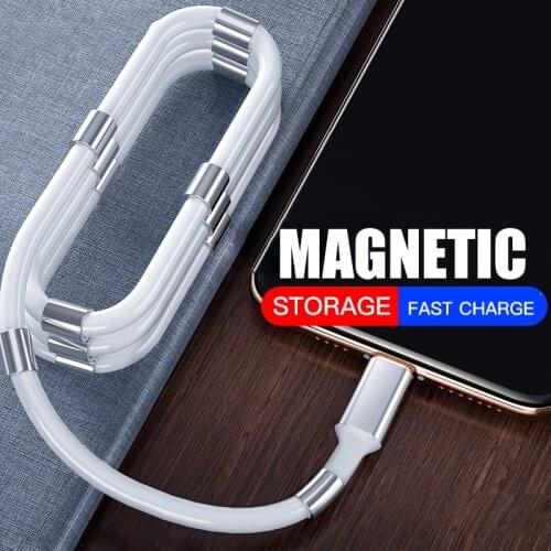 2020 New Magnetic Self Winding USB Charging Cable For Mobile Phone Magnet Auto Adsorption Cable 3ft TypeC Mirco USB Charger Cord