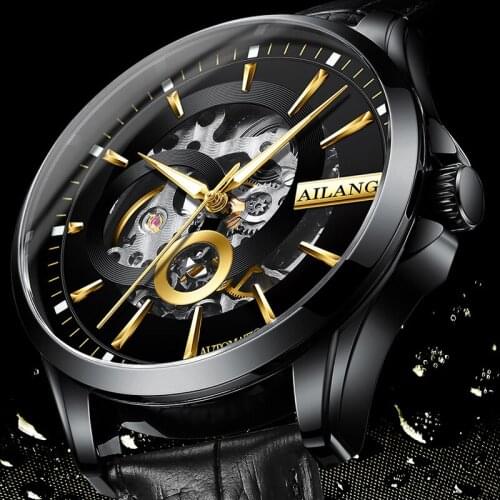 AILANG 2021 New Authentic Automatic Mens Metal Watch Luminous Waterproof Stainless Steel Hollow Luxury Sports Mens Watch 205