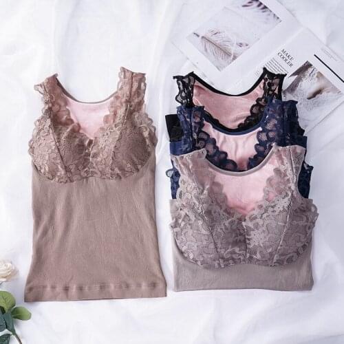 Fatten and enlarge thermal underwear, womens vest, thermal jacket, plush and thickened body-building, lace and bottom vest