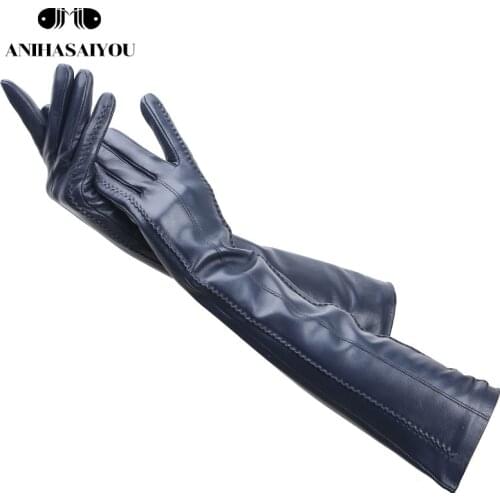 Multicolor womens gloves,50cm long leather gloves,sheepskin womens leather gloves,Keep warm womens winter gloves-2226C