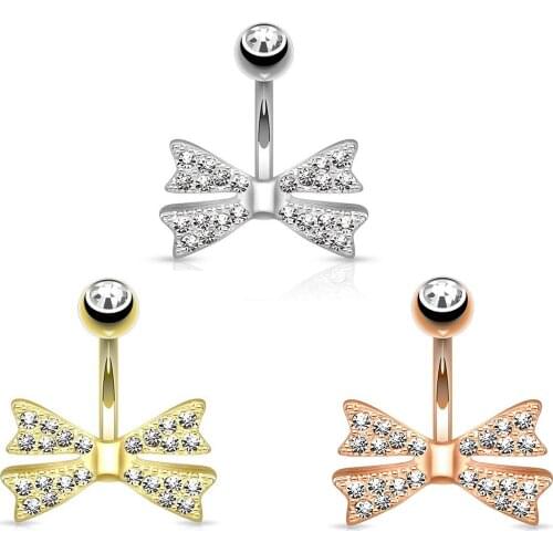 Sexy Belly Bars Belly Button Rings Belly Piercing CZ Crystal Flower Rhinestone Bowknot Body Jewelry Navel Piercing Rings