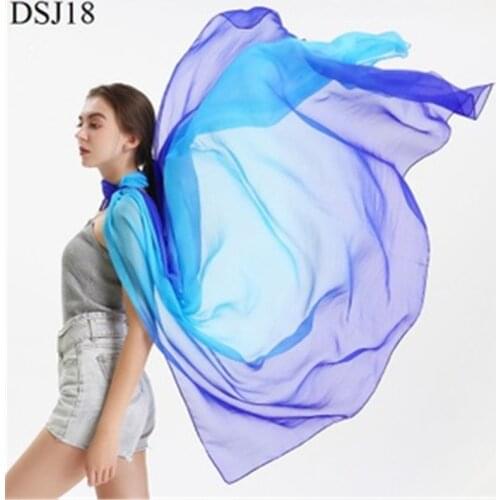 Gradient Silk Scarf Solid Big Size Georgette Scarf Women Beach Towel Body Show Dance Shawl Wholesale