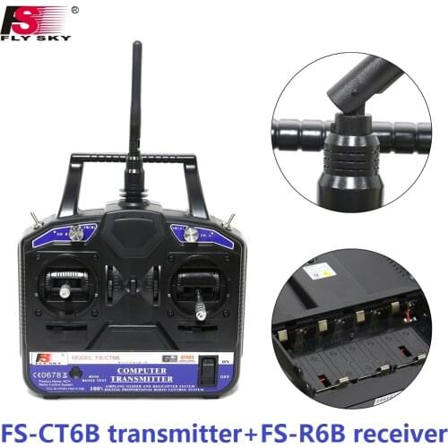 FlySky FS-CT6B FS CT6B 2.4G 6CH Radio Set System ( TX FS-CT6B + RX FS-R6B) RC 6CH Transmitter + 6CH Receiver--Ship w/ Color Box
