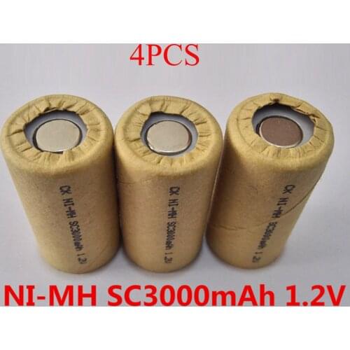 SORVESS 4/8PCS SC3000mAh Battery 1.2V Ni Mh Rechargeable Batteries Without Welding Tabs Points For Charging Drill Hand Drill
