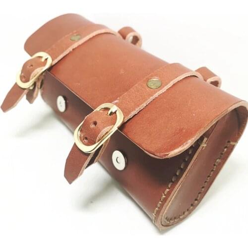 E0985 Retro Bicycle hangback bag vintage saddle bag bike block package Pure cowhide Handmade Tool bag