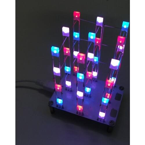 LED Light Cubes Diy Kits Electronic Kit Touch Control 3x3x4 Cube Multicolour