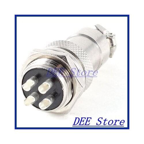Panel Mount Universal Aviation Connector Plug 16mm Dia Screw GX16 4Pin