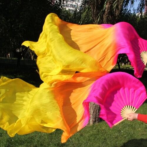 New Arrival 1.8 Meter long belly dancing pure silk Fan Veils Chinese Bamboo ribs folding Fans Veil for women Dancers HOT-SALE