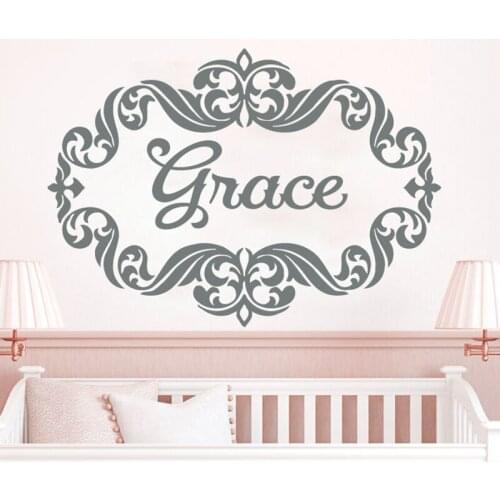 Vinyl Wall Decals Personalized Name Girl Name Custom Wall Decal Frame Art Sticker for Girls Room Nursery Decor Wallpaper C510
