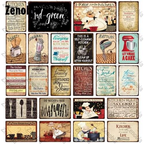 Cooking Signs Metal Plate Tin Sign Wall Decor Restaurant Cafe Kitchen Wall Art Decoration Accessories Retro Coffee Metal Poster